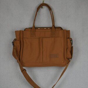 ZHMO Canvas Tote Bag With Pockets And Shoulder Strap, Zipper Brown